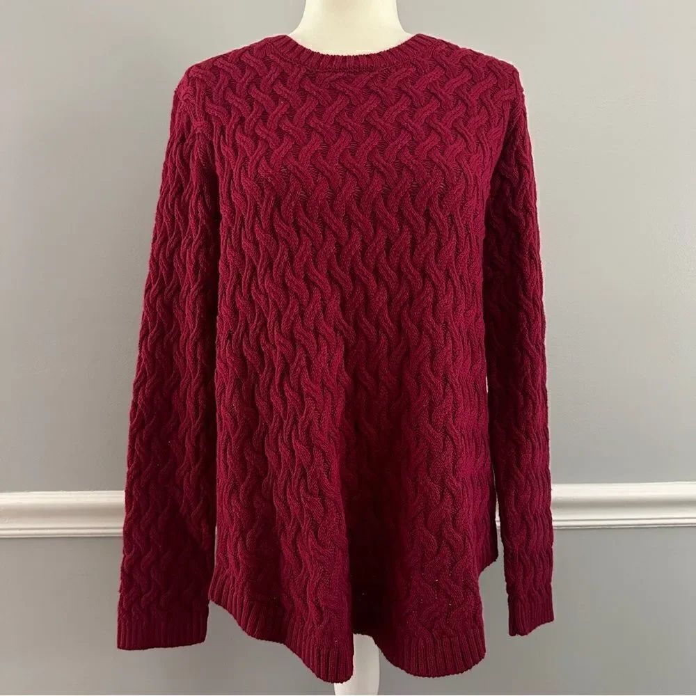 Jeanne Pierre Sweater Red Knitted Cotton Round Neck Long Sleeve size XXL - Picture 1 of 6